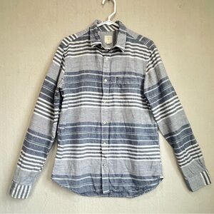 Vintage Gap Women's Blanket Striped Linen Button Up Top Sz M Prep Preppy Casual